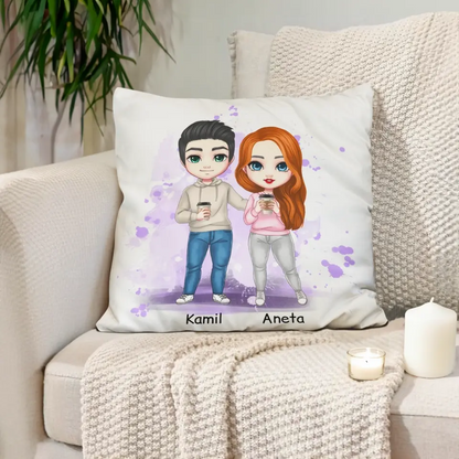 Poduszka personalizowana dla par z kawą | z personalizacją imion #10