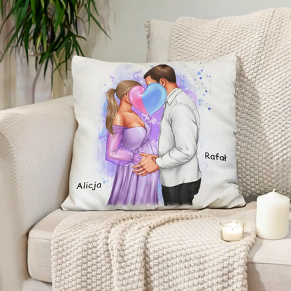 Poduszka personalizowana dla par | motyw dla przyszłych rodziców z personalizacją imion #4