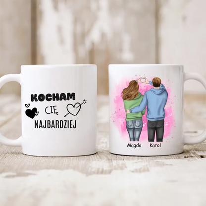 Kubek personalizowany dla par KOCHAM CIĘ NAJBARDZIEJ | z personalizacją imion #83