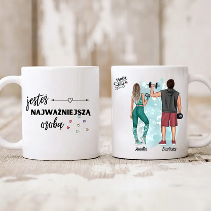 Kubek personalizowany dla par TRAIN TOGETHER STAY TOGETHER | sportowy motyw #82