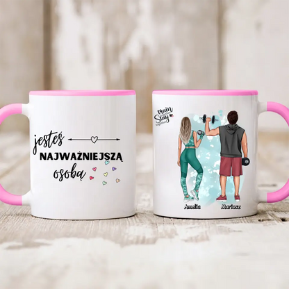 Kubek personalizowany dla par TRAIN TOGETHER STAY TOGETHER | sportowy motyw #82