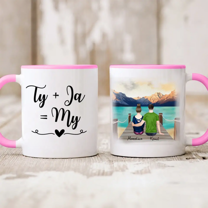 Kubek personalizowany dla par | motyw z górami o zachodzie słońca #216
