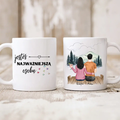 Kubek personalizowany dla par | motyw z pomostem w górach #29
