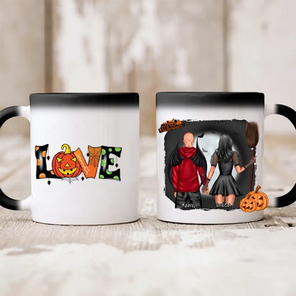 Halloweenowy kubek personalizowany dla par | romantyczny motyw #H5