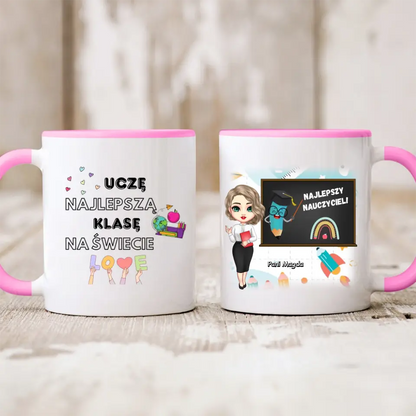 Kubek personalizowany dla nauczyciela NAJLEPSZY NAUCZYCIEL! | motyw z nauczycielką #1