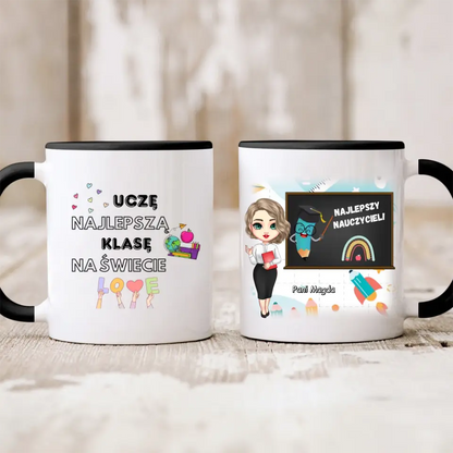Kubek personalizowany dla nauczyciela NAJLEPSZY NAUCZYCIEL! | motyw z nauczycielką #1