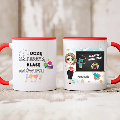 Kubek personalizowany dla nauczyciela NAJLEPSZY NAUCZYCIEL! | motyw z nauczycielką #1