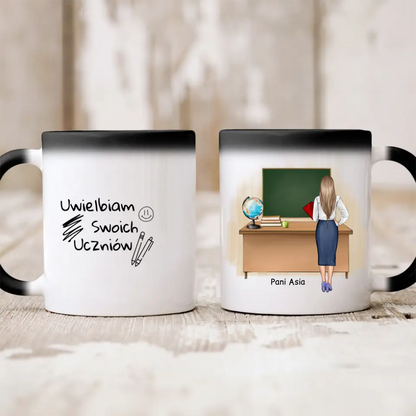 Kubek personalizowany dla nauczyciela UWIELBIAM SWOICH UCZNIÓW | motyw z nauczycielką #4