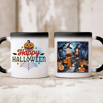 Halloweenowy kubek personalizowany dla przyjaciółek | motyw z wiedźmami i drinkami #4