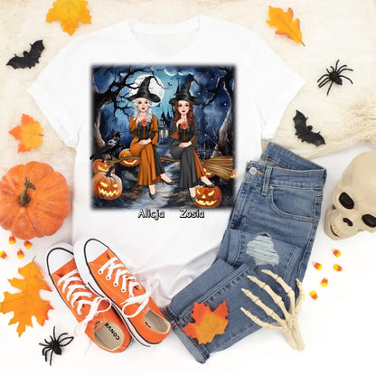 Halloweenowa koszulka damska personalizowana dla przyjaciółek | motyw z wiedźmami #2