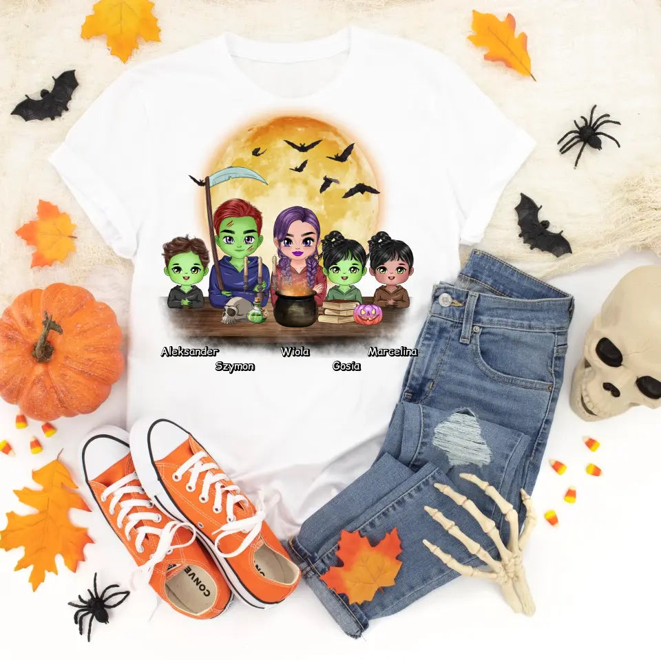 Halloweenowa koszulka personalizowana rodzinna | motyw z kreskówkowymi potworami #1
