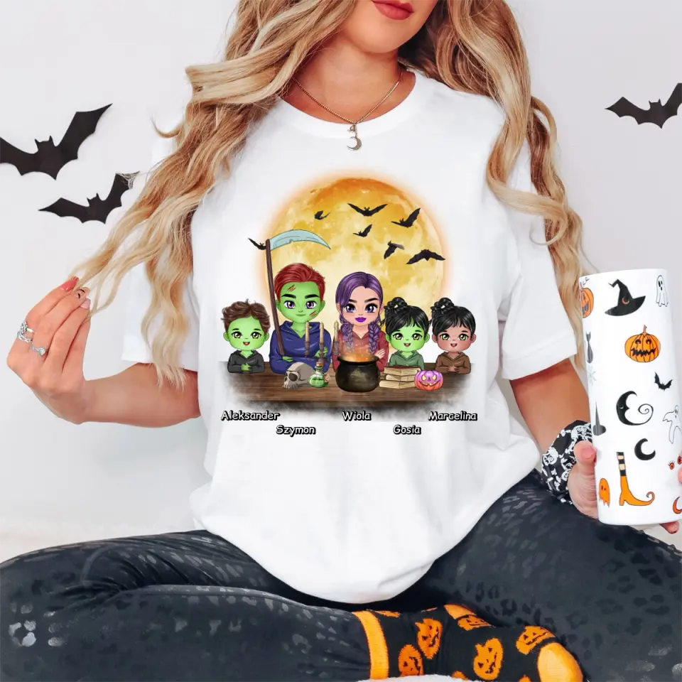 Halloweenowa koszulka personalizowana rodzinna | motyw z kreskówkowymi potworami #1