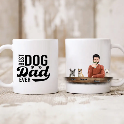 Kubek personalizowany dla właściciela psów BEST DOG DAD EVER | z personalizacją imion #1