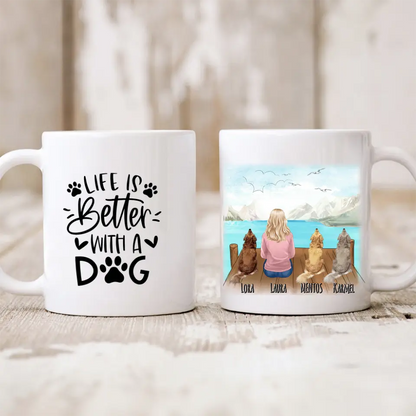 Kubek personalizowany dla właścicielki psów | motyw z jeziorem #P42