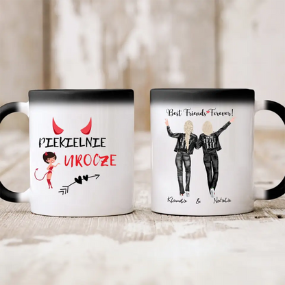 Kubek personalizowany dla przyjaciółek PIEKIELNIE UROCZE | zabawny motyw #1