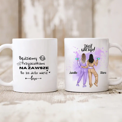 Kubek personalizowany dla przyjaciółek DON'T GIVE UP! | sportowy motyw #214