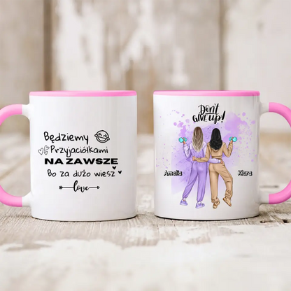 Kubek personalizowany dla przyjaciółek DON'T GIVE UP! | sportowy motyw #214