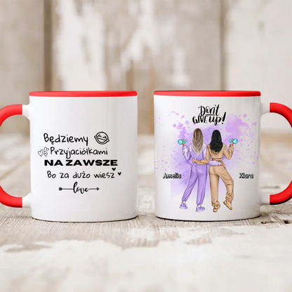 Kubek personalizowany dla przyjaciółek DON'T GIVE UP! | sportowy motyw #214