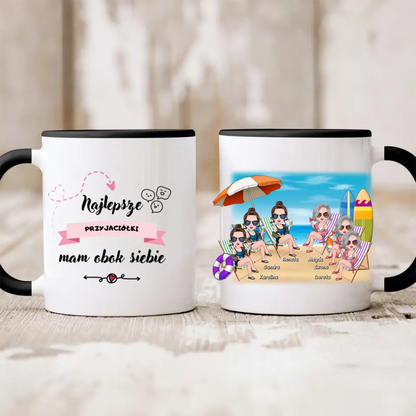 Kubek personalizowany dla przyjaciółek | wakacyjny motyw z deskami surfingowymi #P30