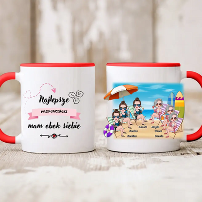 Kubek personalizowany dla przyjaciółek | wakacyjny motyw z deskami surfingowymi #P30
