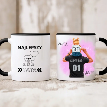 Kubek personalizowany dla taty i dziecka SUPER DAD SUPER BABY | rodzinny motyw #2