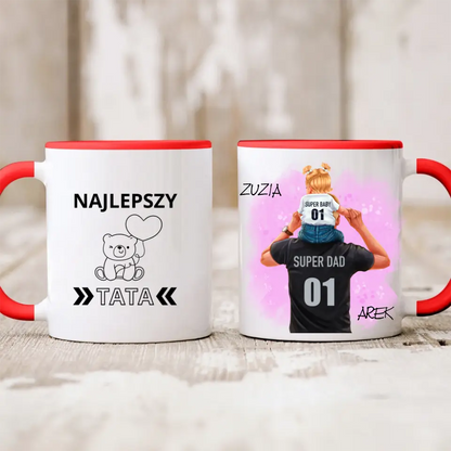 Kubek personalizowany dla taty i dziecka SUPER DAD SUPER BABY | rodzinny motyw #2