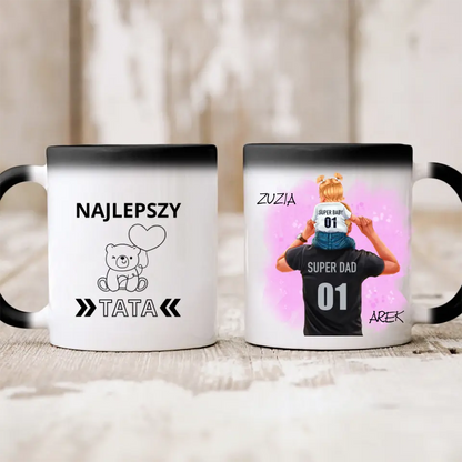 Kubek personalizowany dla taty i dziecka SUPER DAD SUPER BABY | rodzinny motyw #2