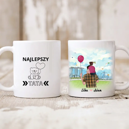 Kubek personalizowany dla taty i dziecka | rodzinny motyw