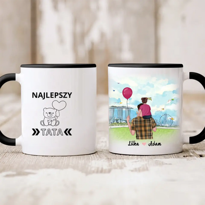 Kubek personalizowany dla taty i dziecka | rodzinny motyw
