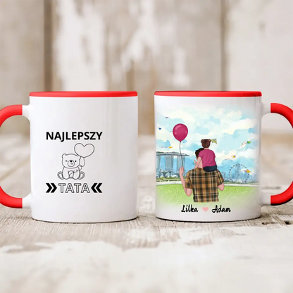 Kubek personalizowany dla taty i dziecka | rodzinny motyw