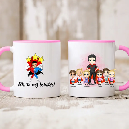 Kubek personalizowany dla taty i dzieci | motyw z superbohaterami #P25