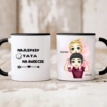 Kubek personalizowany dla taty i córki NAJLEPSZY TATA NA ŚWIECIE | z personalizacją imion #P26