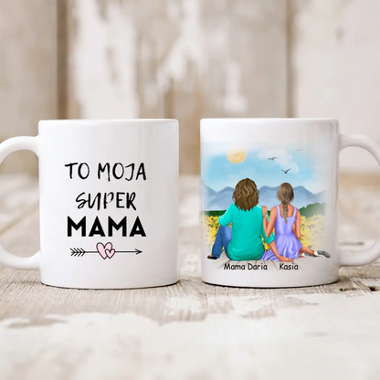Kubek personalizowany dla mamy i córki | motyw ze słonecznikami #P11
