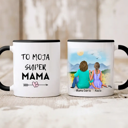 Kubek personalizowany dla mamy i córki | motyw ze słonecznikami #P11