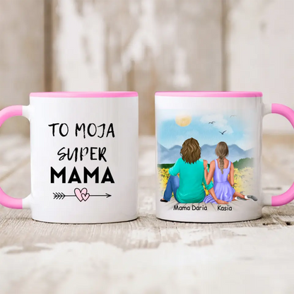 Kubek personalizowany dla mamy i córki | motyw ze słonecznikami #P11