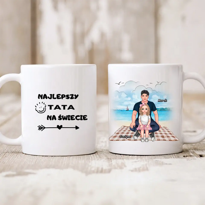 Kubek personalizowany dla taty i córki | motyw z plażą #1007