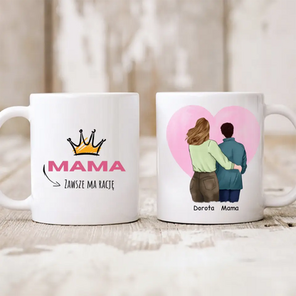 Kubek personalizowany dla mamy i córki | rodzinny motyw z personalizacją imion #P14