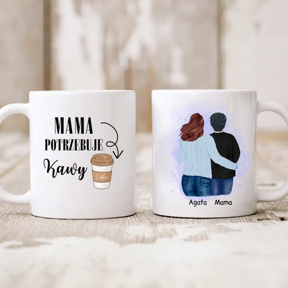 Kubek personalizowany dla mamy i córki MAMA MA ZAWSZE RACJE | rodzinny motyw #P9