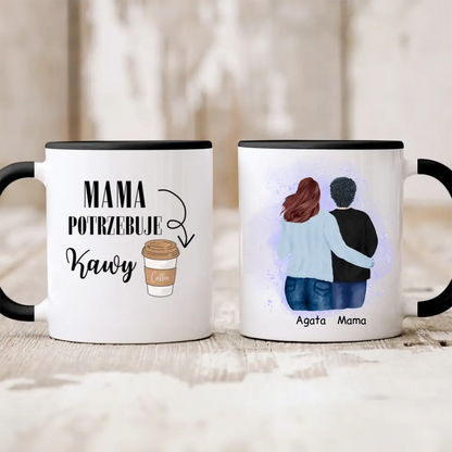 Kubek personalizowany dla mamy i córki MAMA MA ZAWSZE RACJE | rodzinny motyw #P9