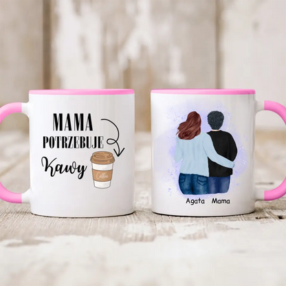 Kubek personalizowany dla mamy i córki MAMA MA ZAWSZE RACJE | rodzinny motyw #P9
