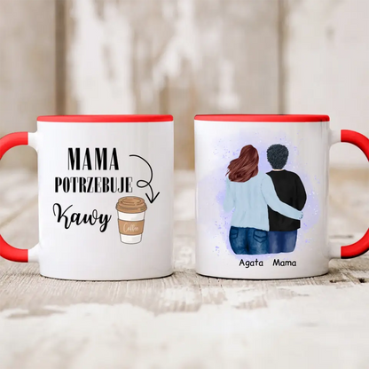 Kubek personalizowany dla mamy i córki MAMA MA ZAWSZE RACJE | rodzinny motyw #P9