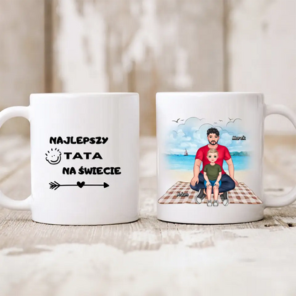 Kubek personalizowany dla taty i syna | motyw z plażą #1009