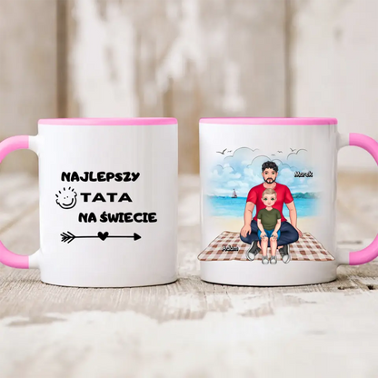 Kubek personalizowany dla taty i syna | motyw z plażą #1009