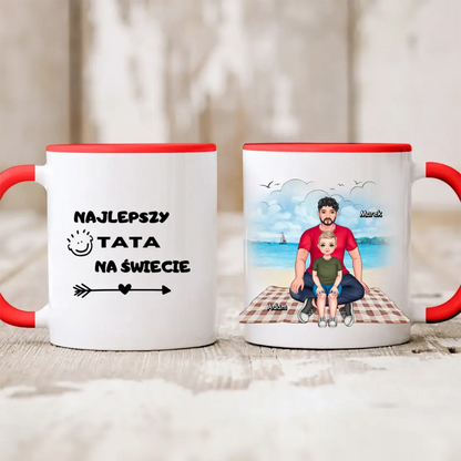 Kubek personalizowany dla taty i syna | motyw z plażą #1009