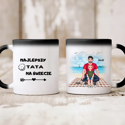 Kubek personalizowany dla taty i syna | motyw z plażą #1009