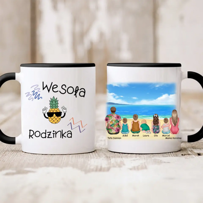 Kubek personalizowany dla rodziny | wakacyjny motyw z plażą #1013