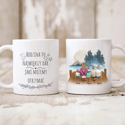 Kubek personalizowany dla mamy z dziećmi | motyw z jeziorem #Jezioro