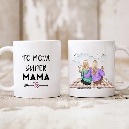 Kubek personalizowany dla mamy i córki | motyw z piknikiem #2