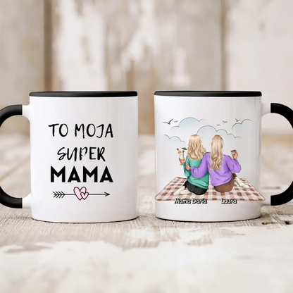 Kubek personalizowany dla mamy i córki | motyw z piknikiem #2
