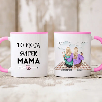 Kubek personalizowany dla mamy i córki | motyw z piknikiem #2